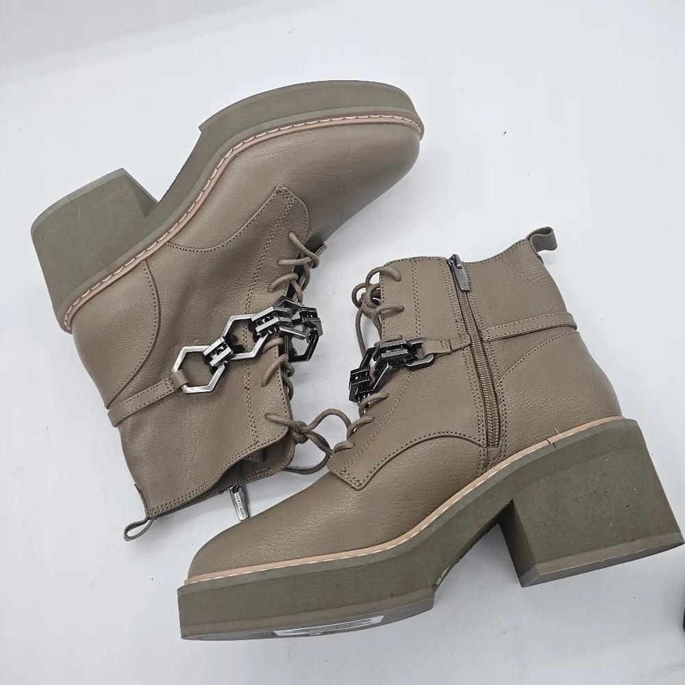 Vince Camuto Keltana Leather Combat Boots Brown Size 9 - Picture 10 of 11